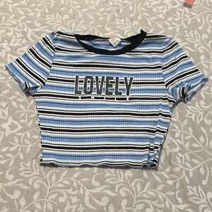 💙Striped Blue and Black 'Lovely Smile' Crop Top💙